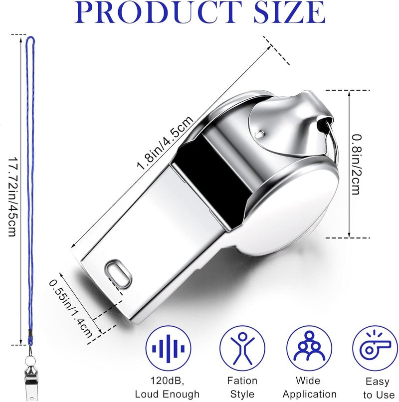 Kingdder 100 Pcs Metal Referee Whistle Bulk for Coach Whistles for Adults with Lanyard Stainless Steel Sports Whistle Emergency Loud Sound Whistle for Teachers Polices School Sports - Image 2